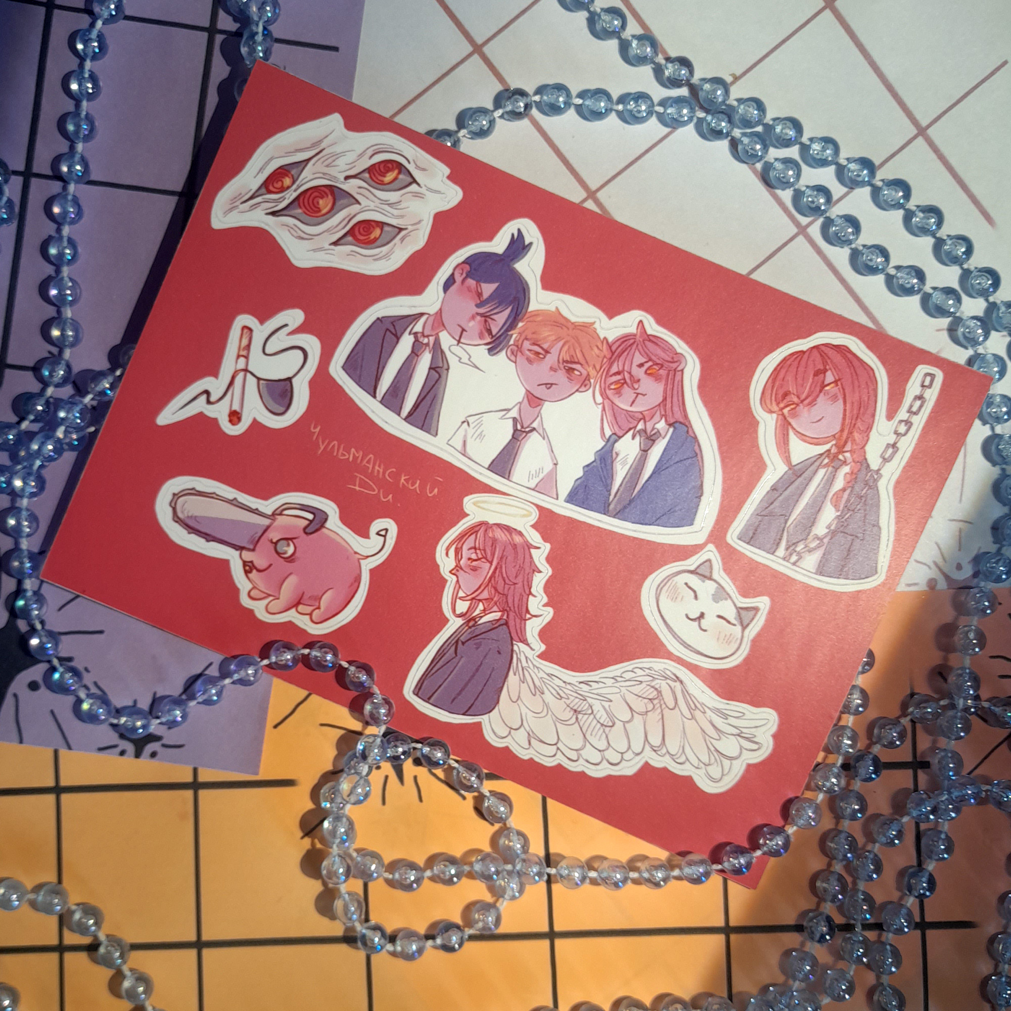 стикер-пак А6 человек бензопила