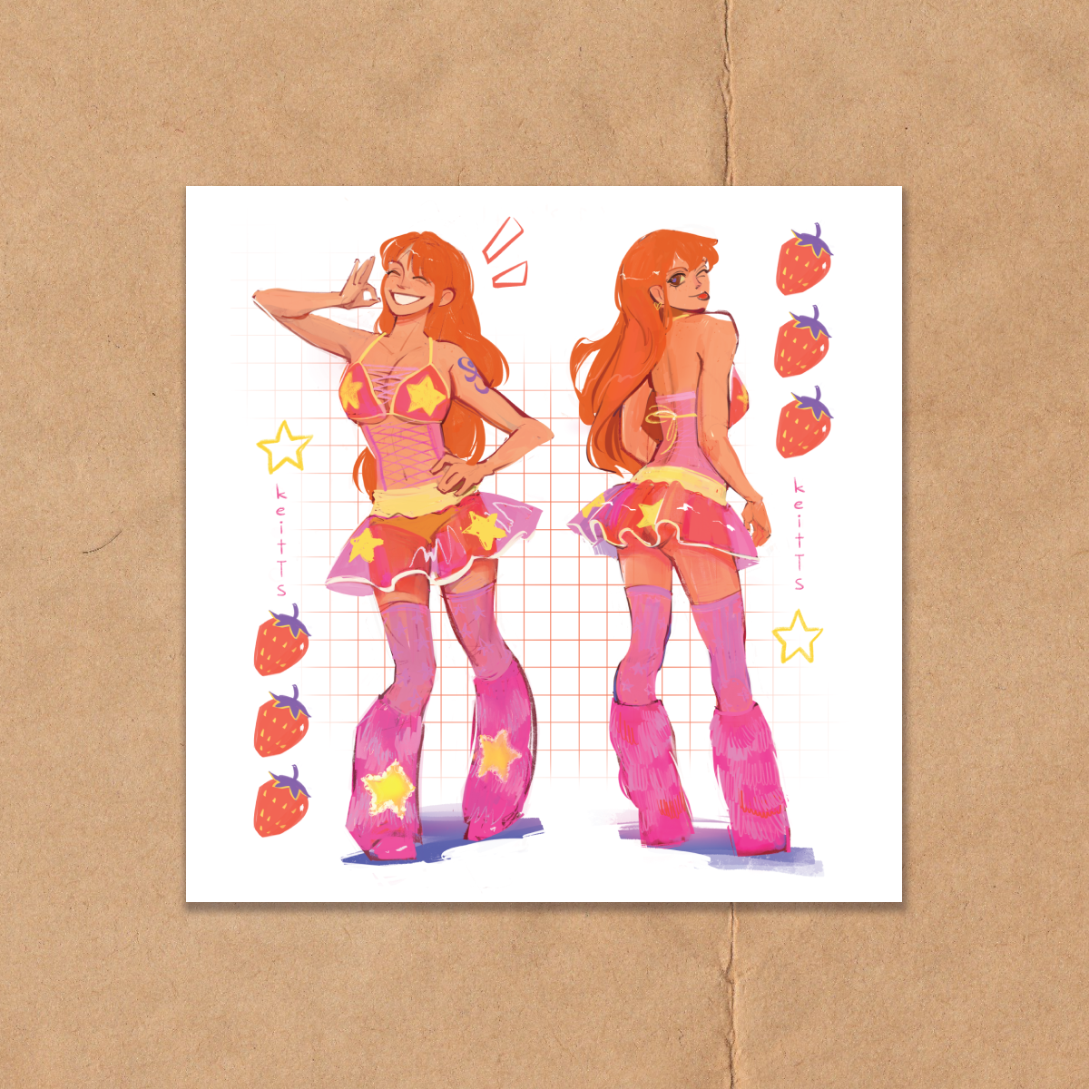 Открытка 13х13см клубничная Нами