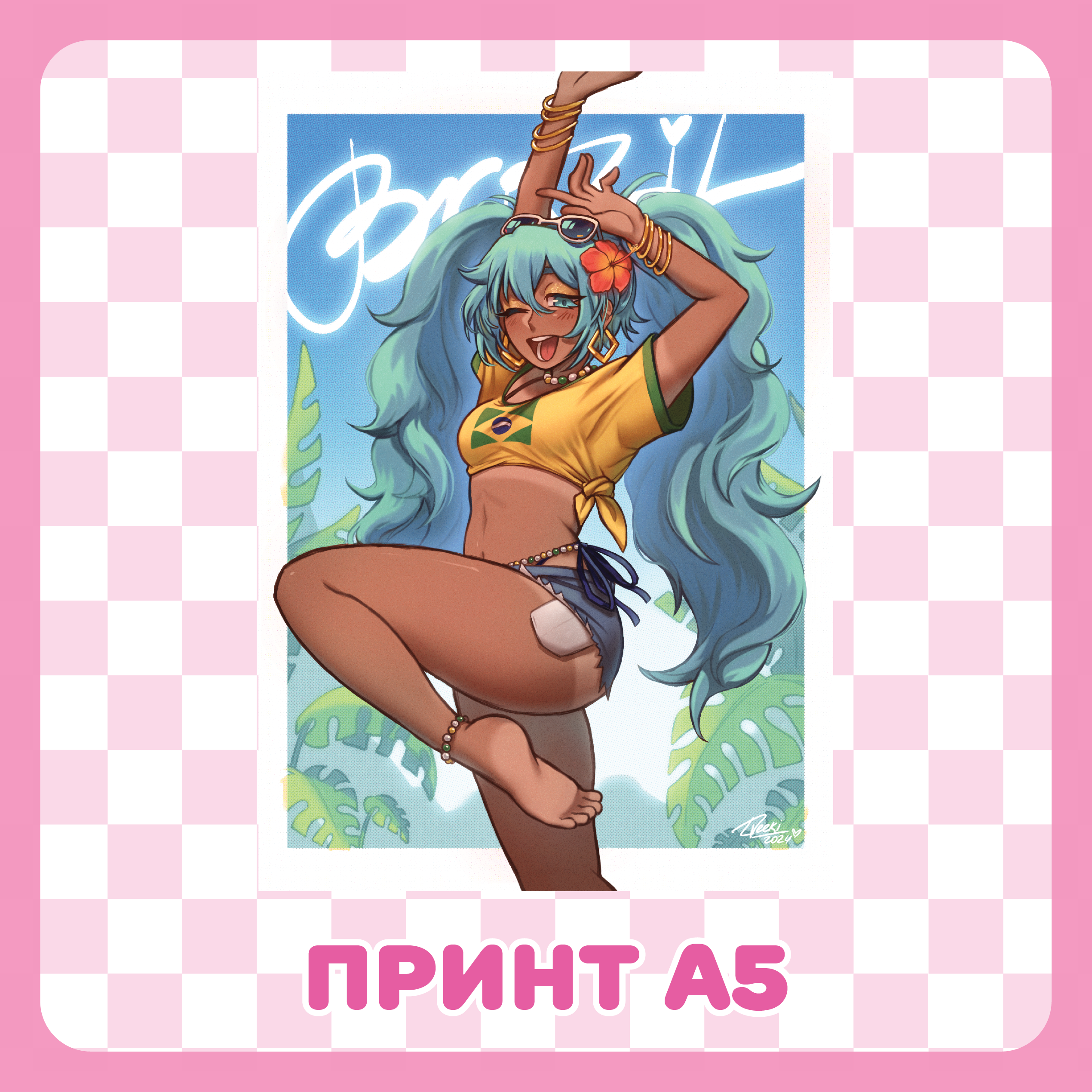 Открытка А5 / Бразильская Мику / Vocaloid