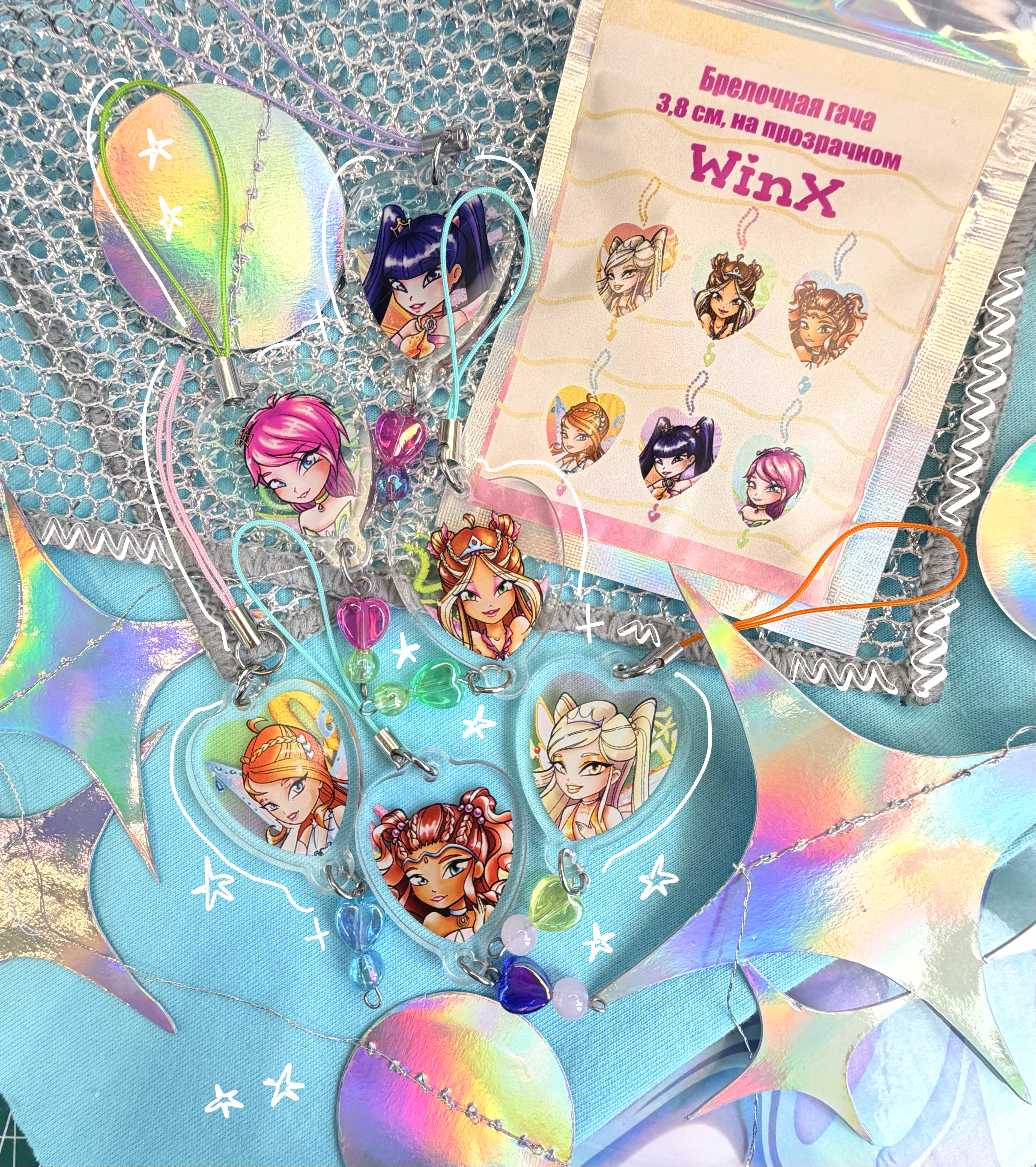 Гача WinX, брелки 3.8см, двойной акрил, прозрач