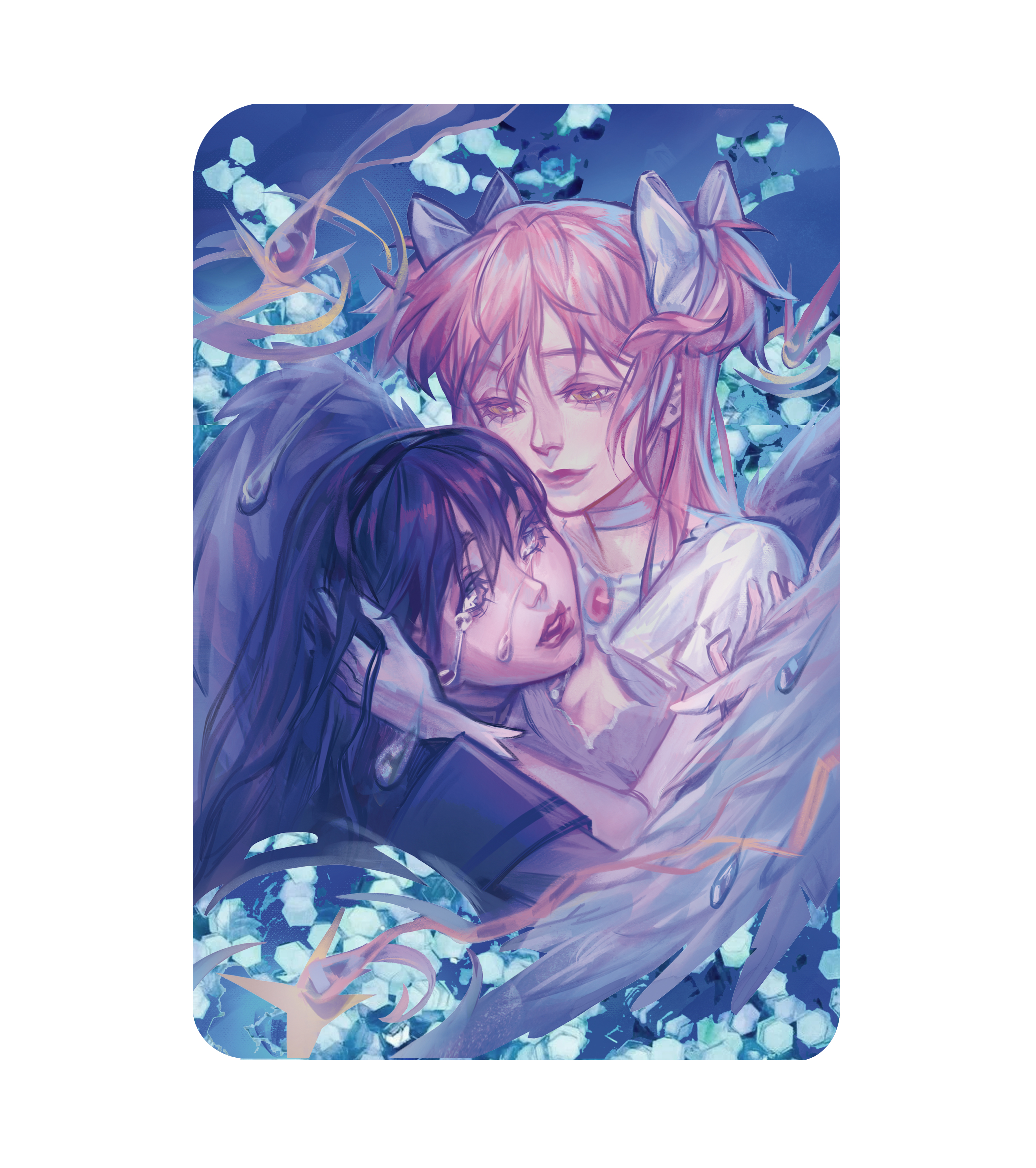 Акриловый стенд с плавающими блестками "Мадока и Хомура"