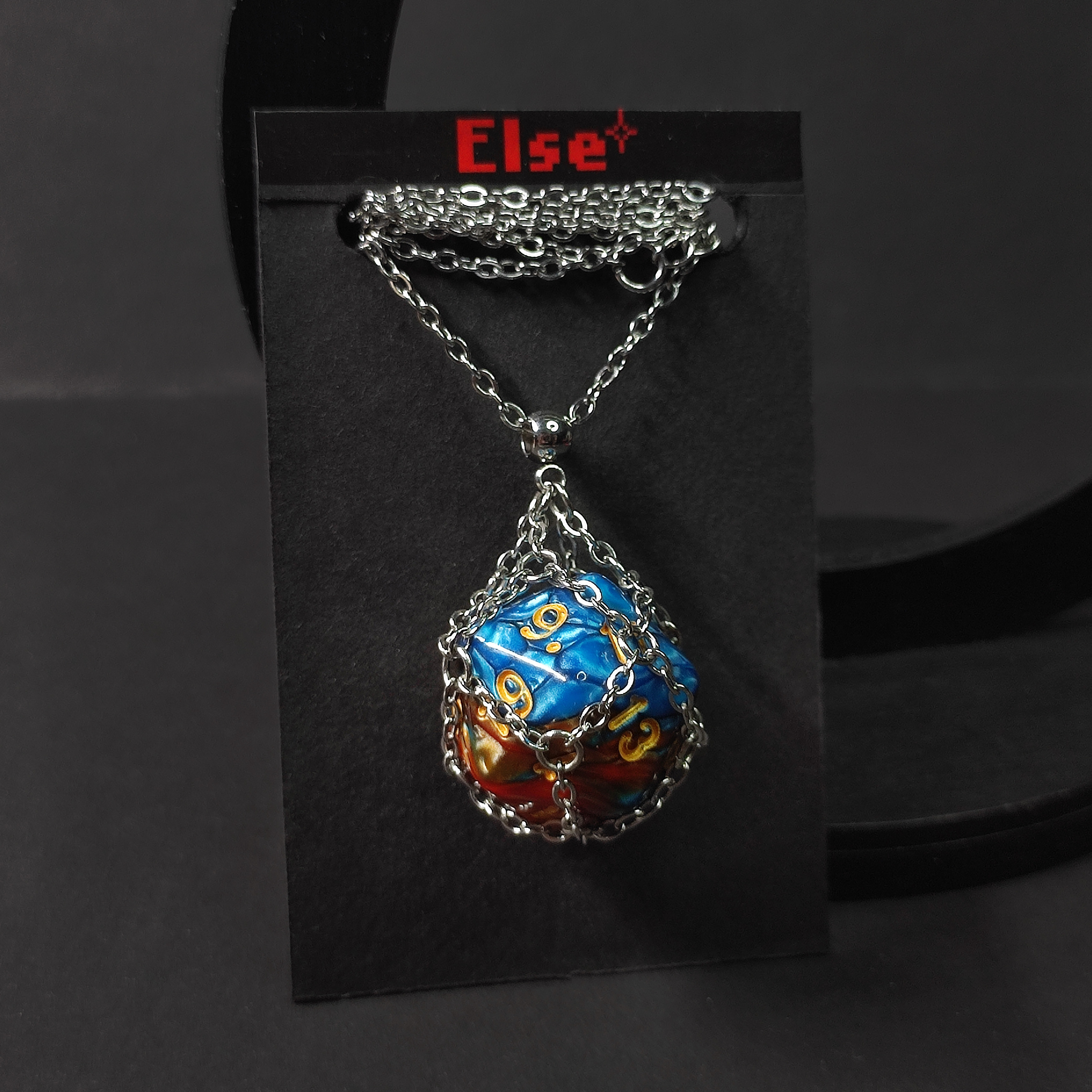 Подвеска dnd "D20" сине-коричневая (нерж. сталь)