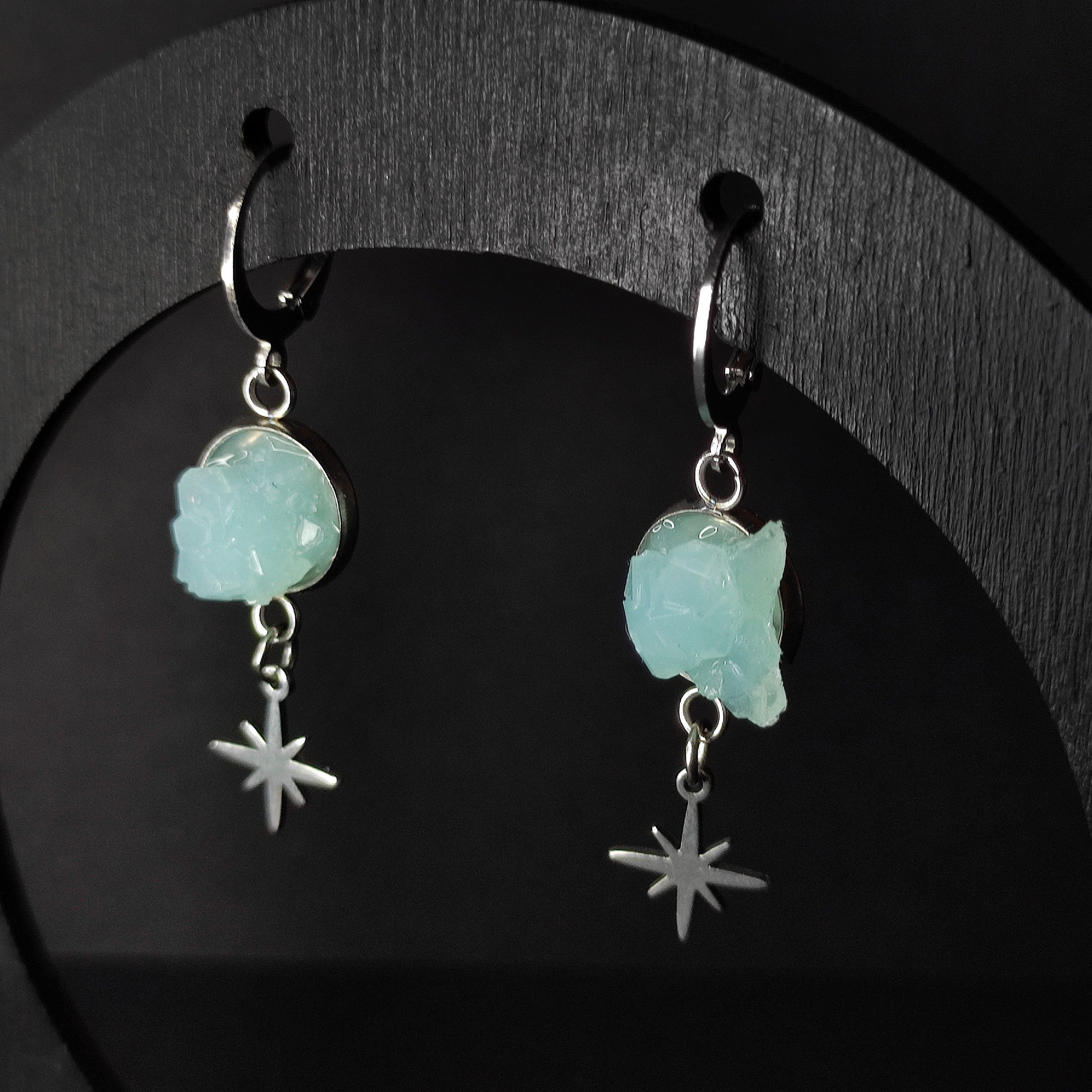 Серьги "Кристаллизация" мятные (нерж. сталь)