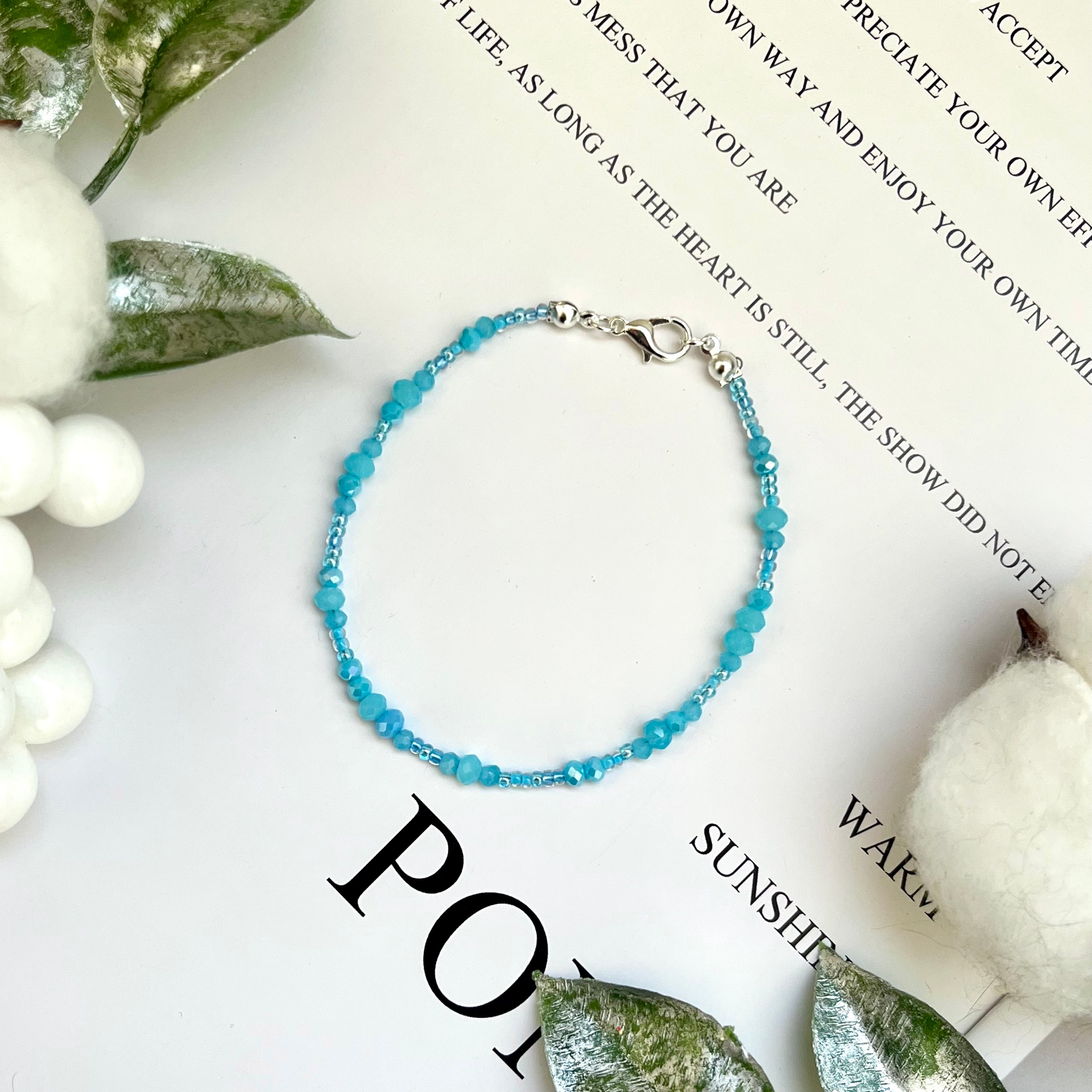 Браслет стекло голубой