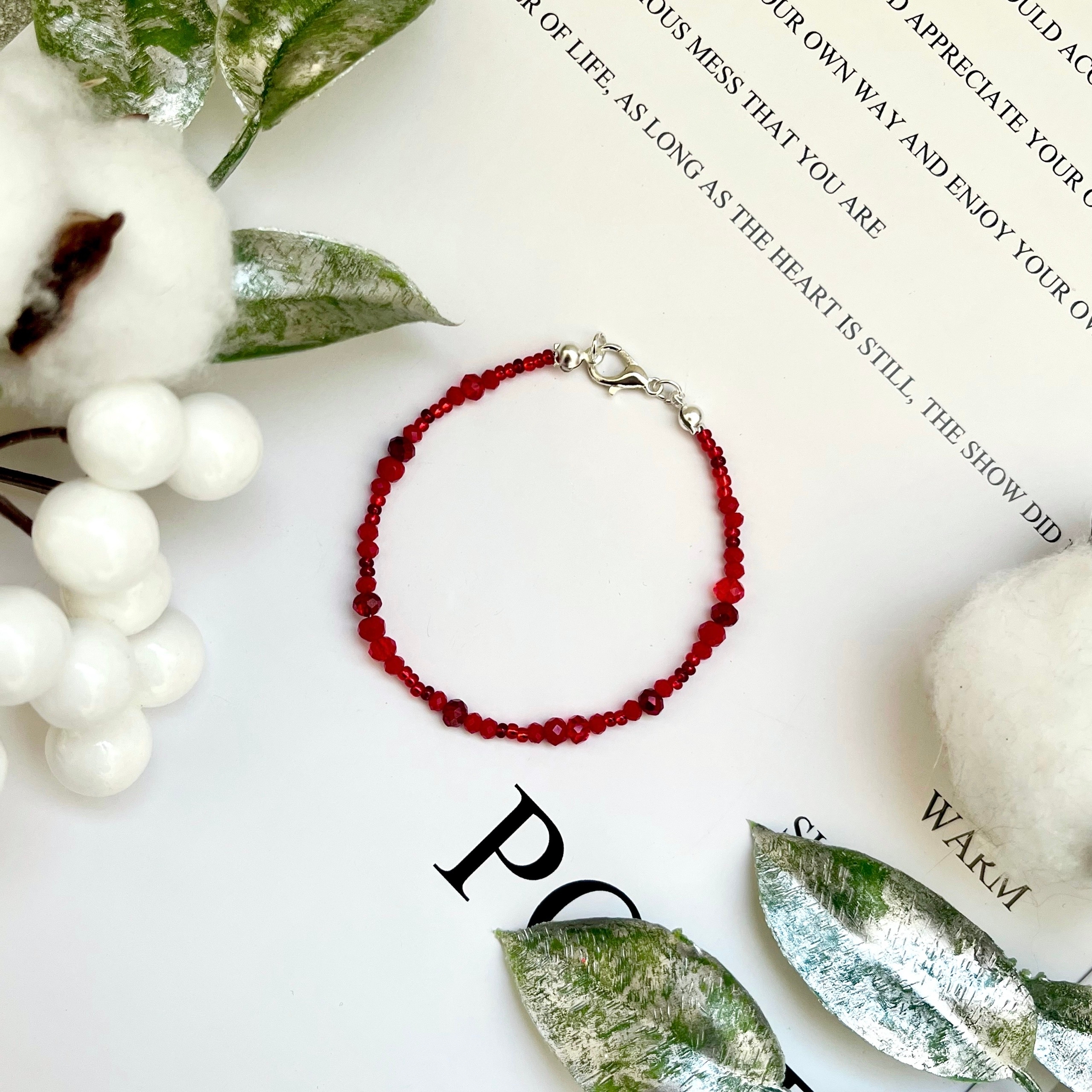 Браслет стекло красный