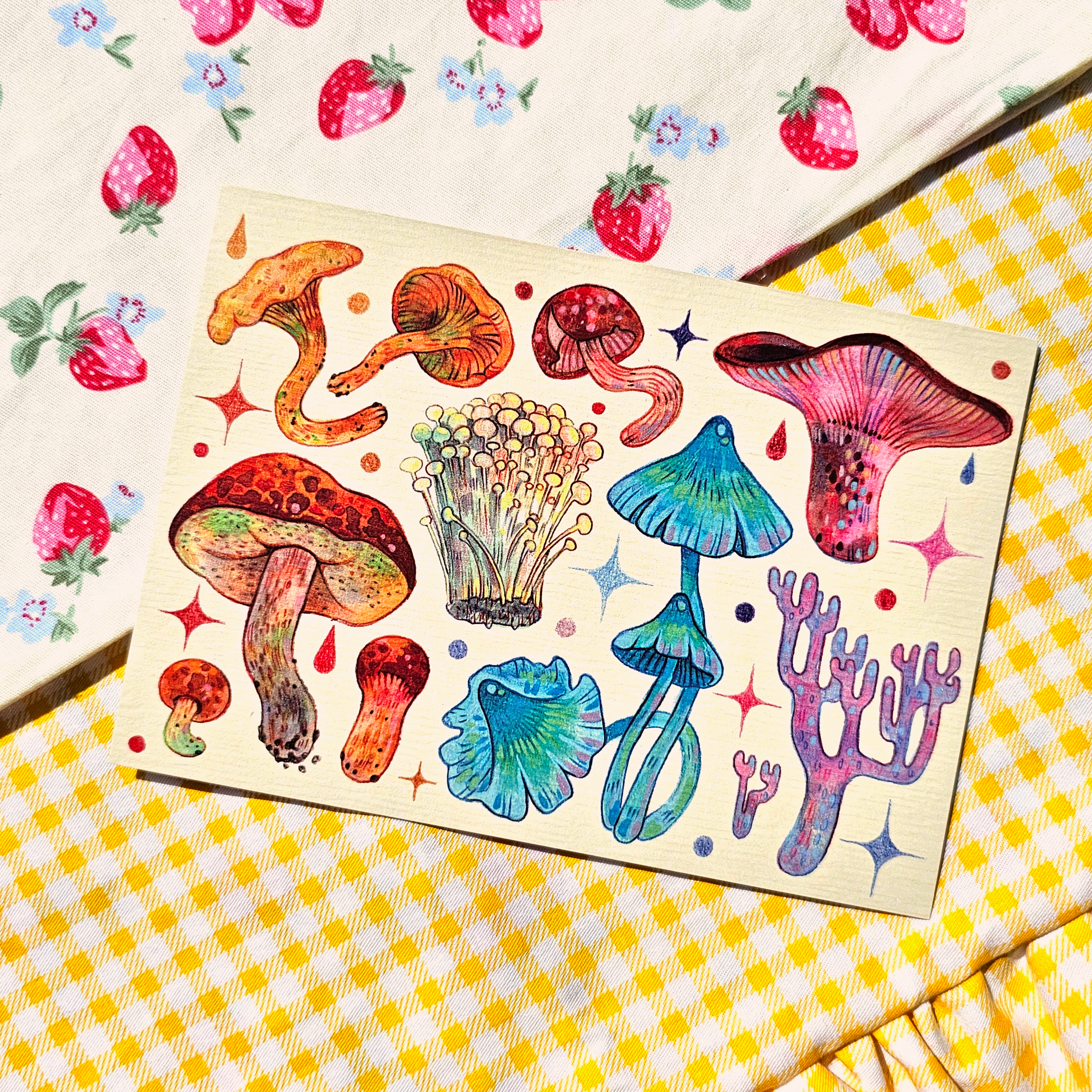 Открытка Грибы с блестками
