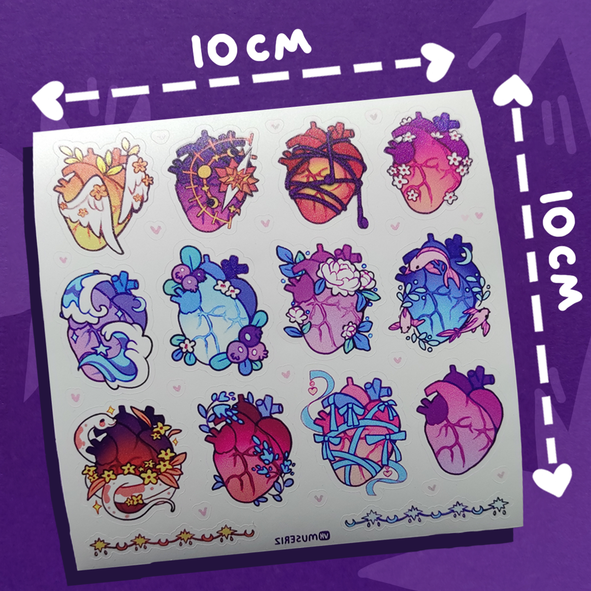 стикеры 10х10 "сердечки"