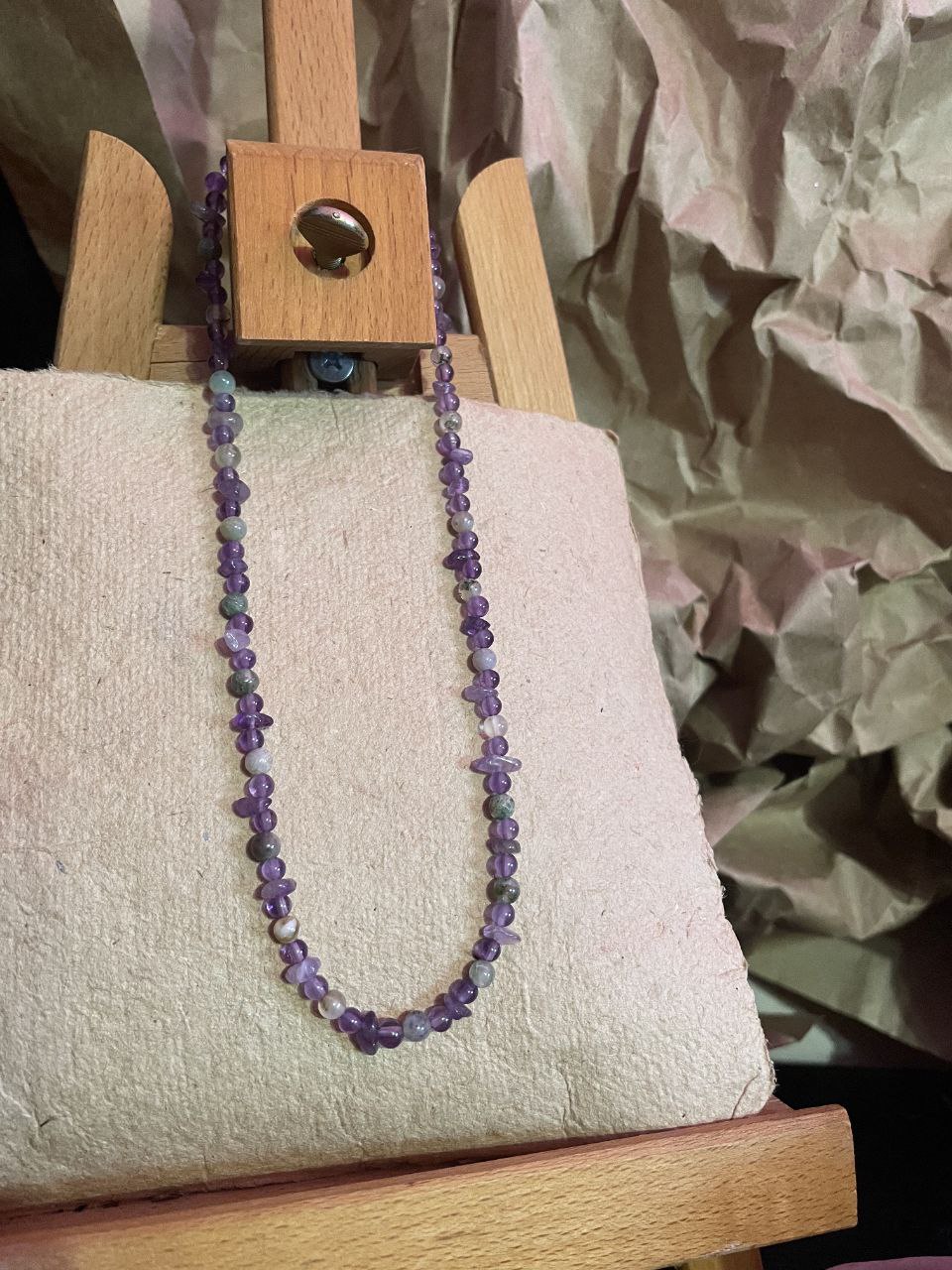 Бусы аметист с регулятором латунь