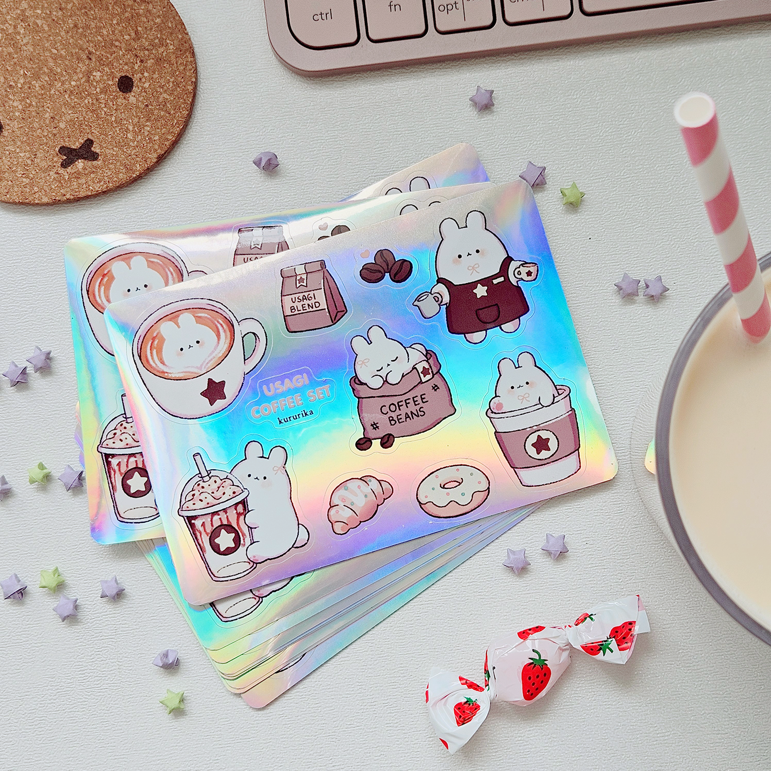 Стикерпак В7 Зайцы и кофе