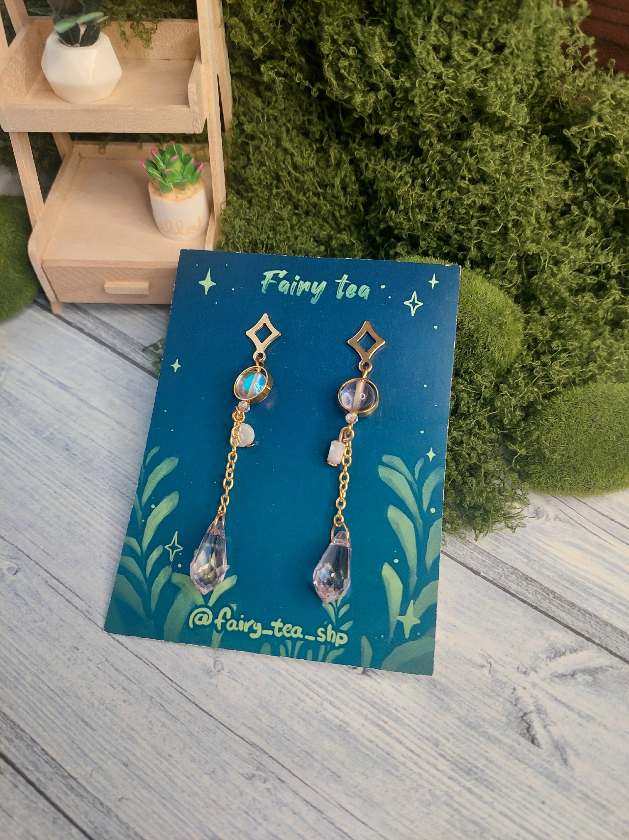 Серьги Розовые кристаллы