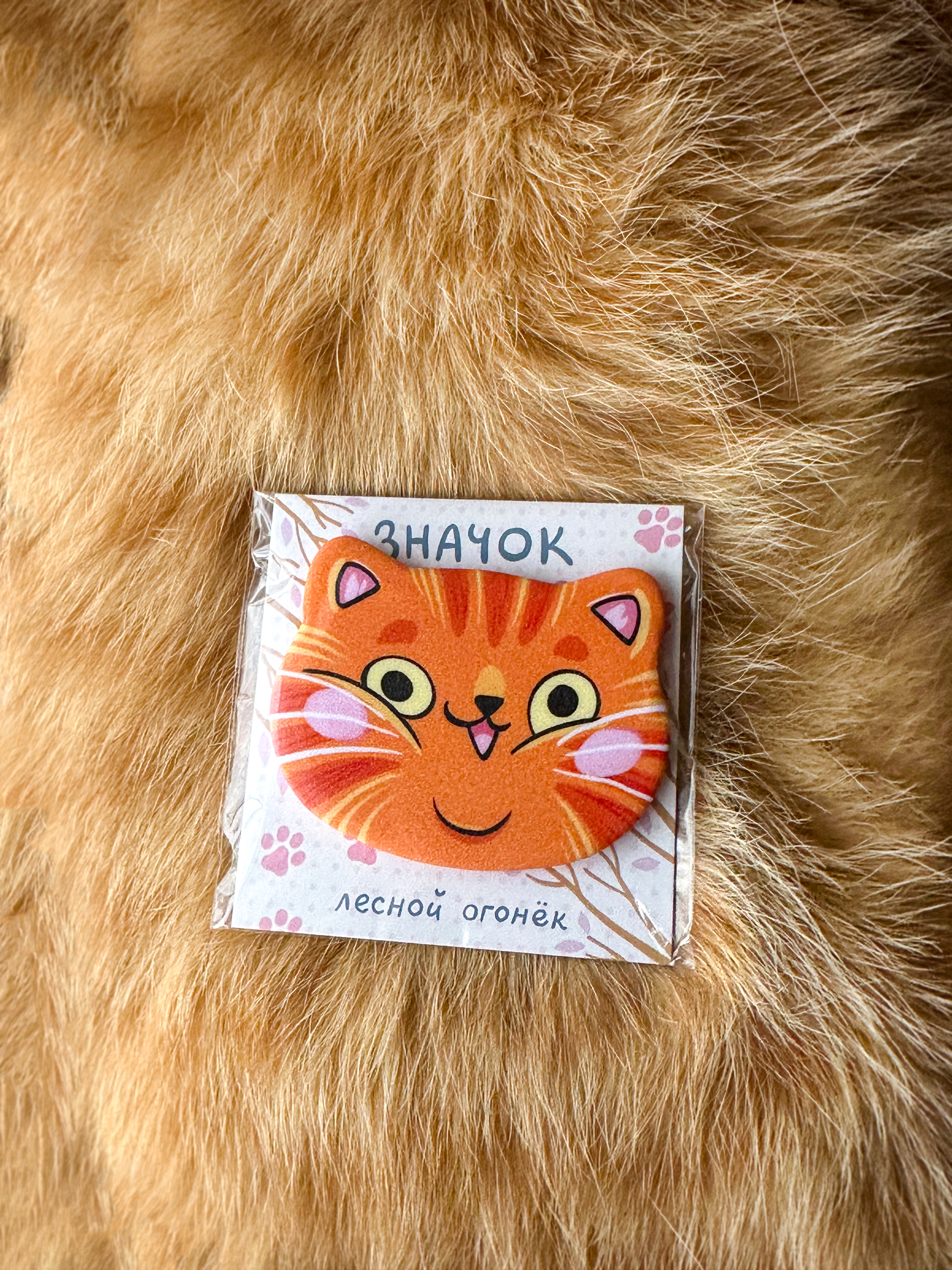 Значок большая кошка рыжая
